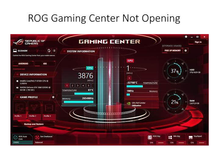 ROG Gaming Center Not Opening